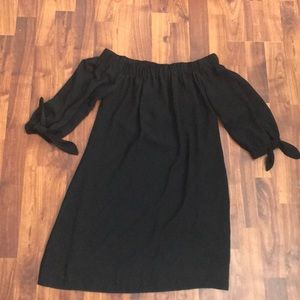 Shoulder less black dress